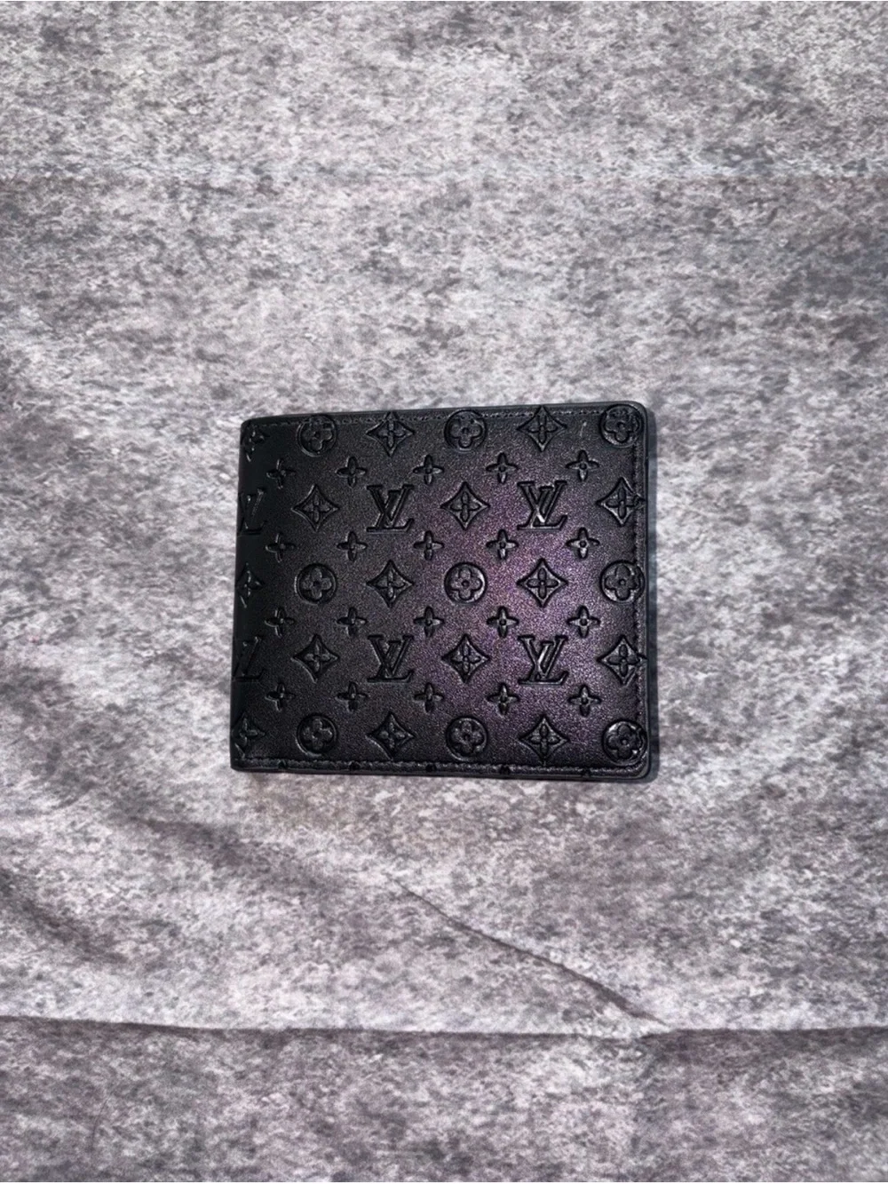 Louis Vuitton Black Monogram Embossed Card Holder Wallet